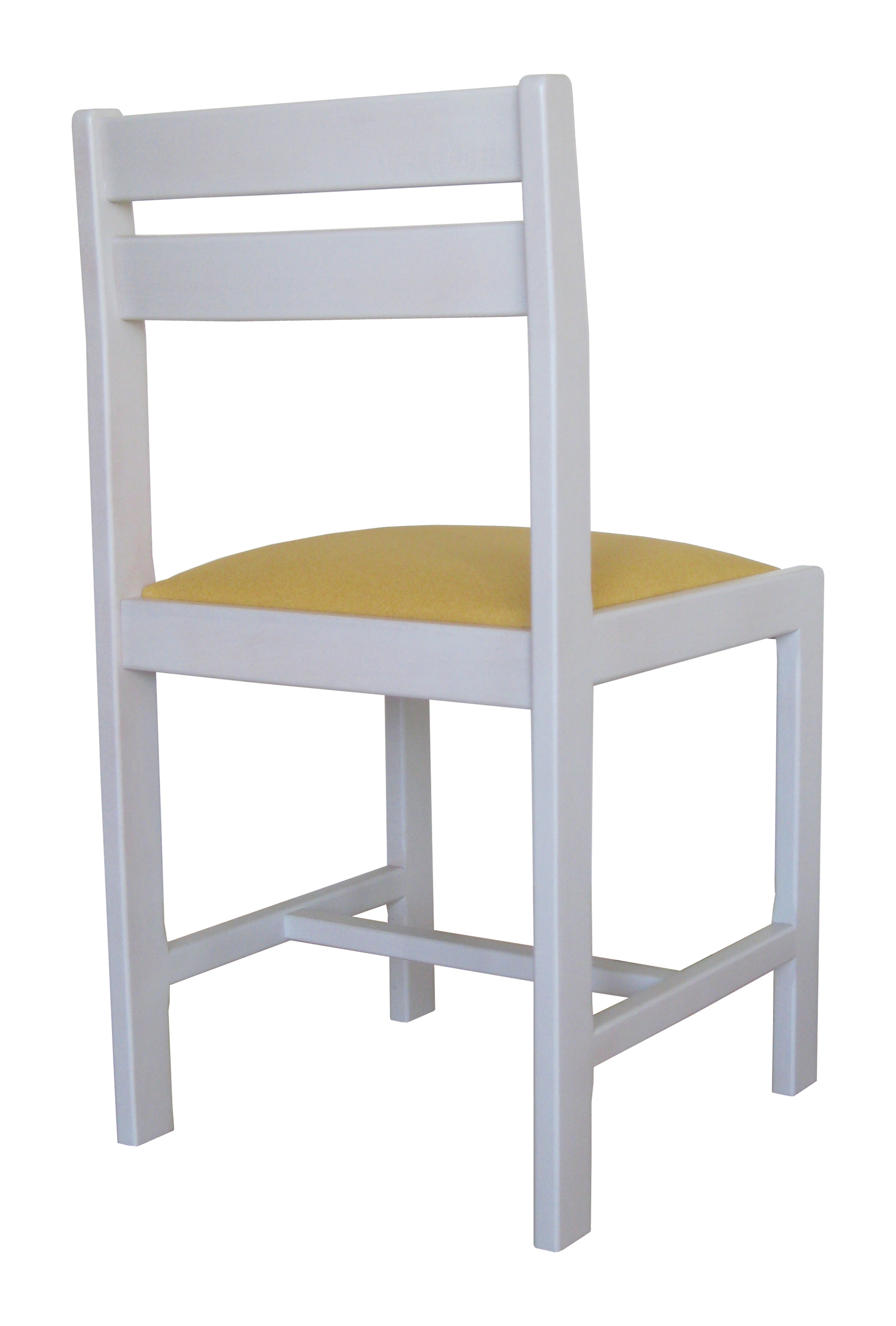 Lot de 2 chaises Aradis en hêtre massif - blanc et jaune - fabrication française - assise garnie mousse polyéther_1