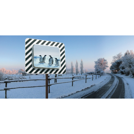 Miroir réglementaire d’agglomération - cadre noir/blanc - anti-givre/anti-buée - acier inoxydable_1