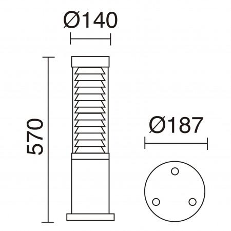 Borne extérieure Maxima Plus - IP55 - IK08 - 20W - anthracite - Hauteur 593 mm - 3000K - 2880 lumens_1