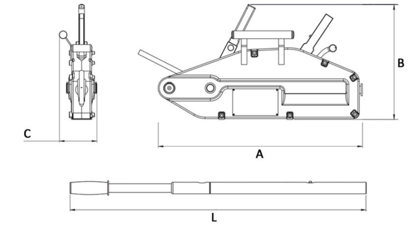 Palan tire câble EXO - capacité 800 à 5200 kg - câble acier 20m et levier télescopique_1