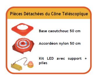 Cône de chantier temporaire pliable en nylon avec bandes classe 2 et kit LED - K5a / 500 mm_1