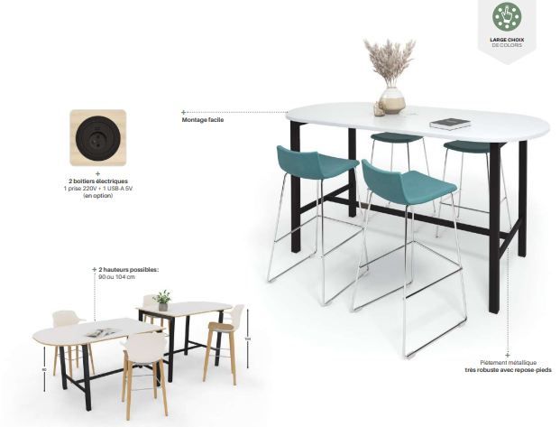 Table haute - Gamme PALMA - élégante avec plateau haute qualité et options personnalisables_1