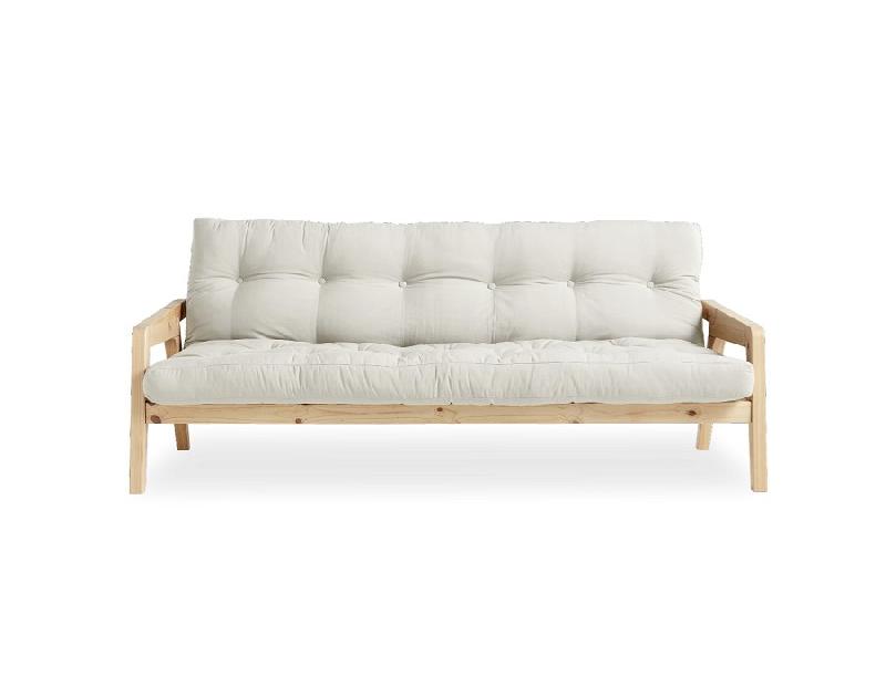 Canapé convertible futon GRAD - Pin naturel - Coloris naturel - Couchage 130 x 190 cm - Style scandinave_1