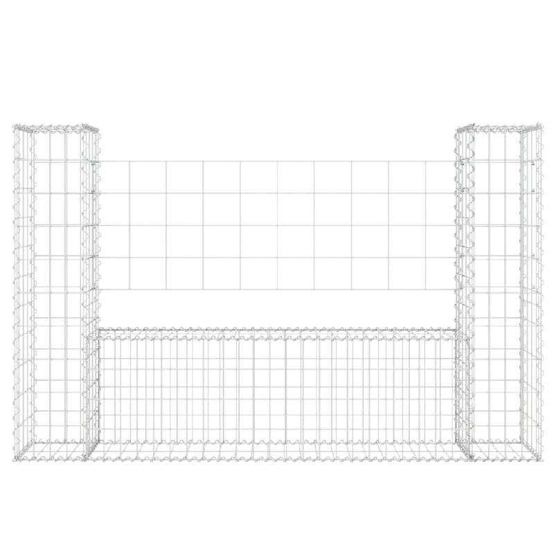 Vidaxl panier de gabion en forme de u avec 2 poteaux fer 140x20x100 cm 151275_1