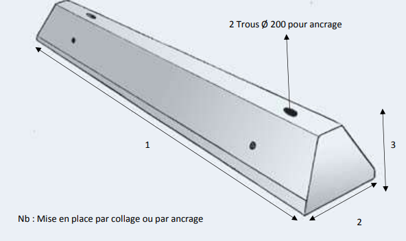 Butée de parking 85 kg - L 2m x l.0,20m x Ht 0,12m -  REF2230085_1