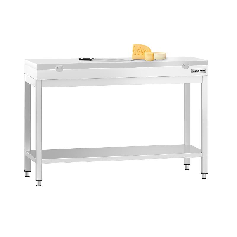 Table inox de découpe avec plan blanc - Profondeur 700 mm | Ggm - 1200_1