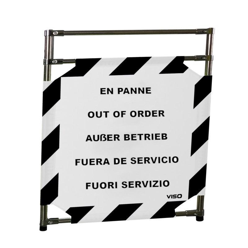 Barrière d'intervention 1 panneau - rayé Noir / Blanc (En panne) / 1000 / INOX 304_1