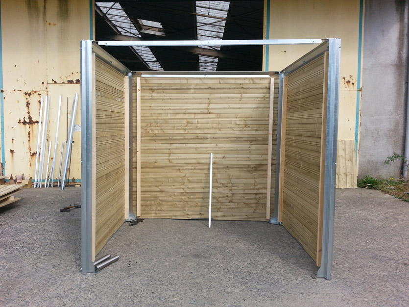 Cache-bac pour colonne d'appoint volontaire - Accepte 2 bacs 4 roues - Structure résistante bois ou acier_1