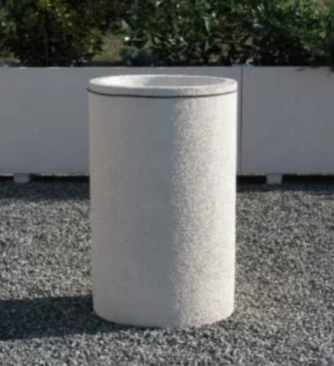 Corbeille Ronde Aphrodite 60 - Béton élégant - Option antigraffiti - Diamètre 60 cm - Hauteur 100 cm - Volume sac 150 L_1