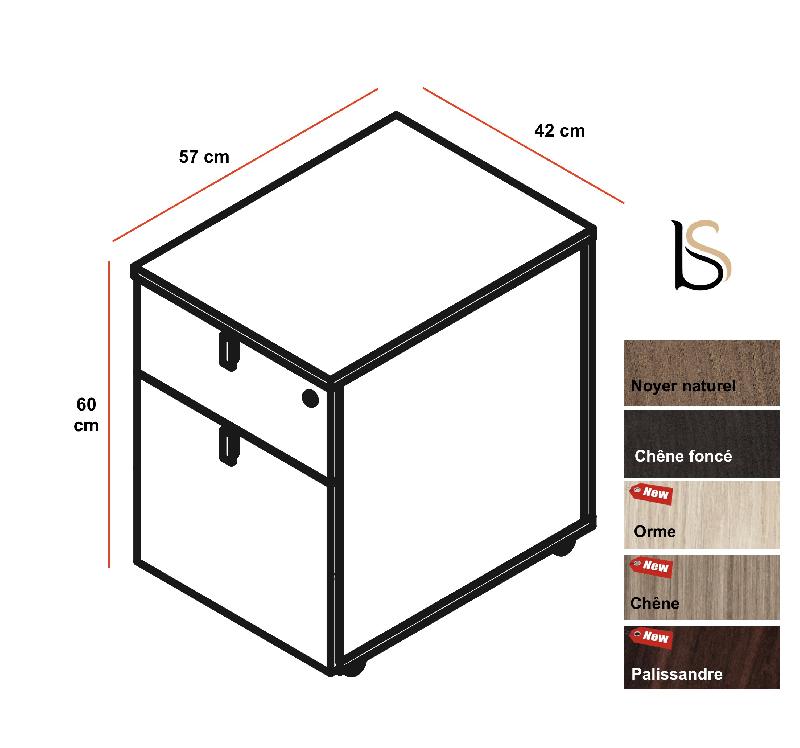 Caisson mobile pour bureau Lithos - Dellarovere - 2 tiroirs, Chêne, Non_1