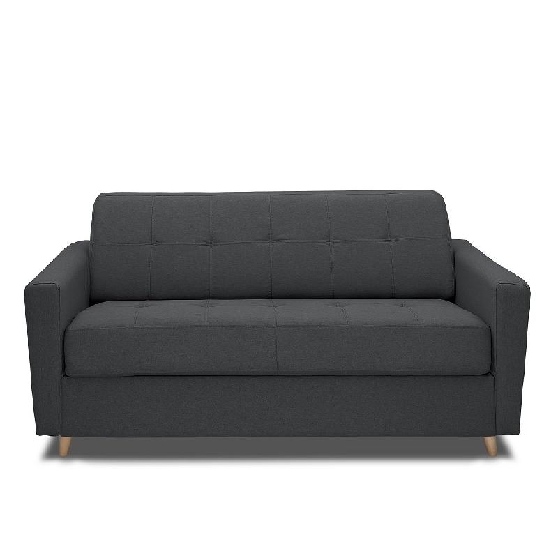 Canapé MEZZANO convertible express - Matelas 16 cm - Sommier métal 140 cm - Tissu tweed gris graphite - Design scandinave_1