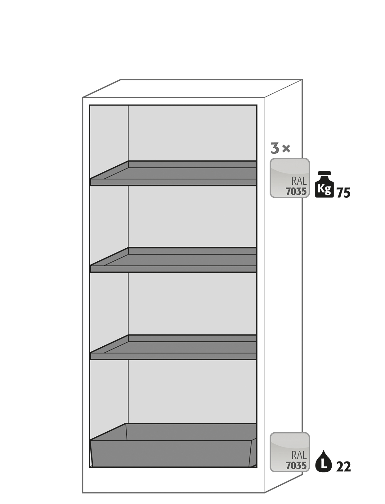 Armoire de sécurité Q-PEGASUS-90 modèle Q90.195.090.WDAC - Réf 30042-047-33624 - Type 90 avec portes automatiques et certification NF EN 14470-1_1