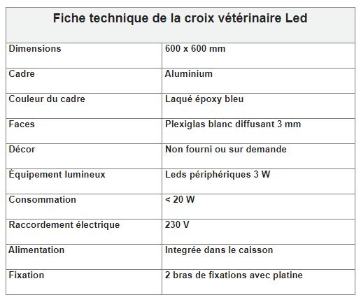 Croix vétérinaire LED - Direct Enseignes - Faible consommation < 20 W - Format 600x600 mm_1
