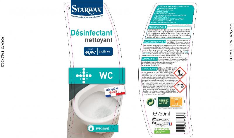 Nettoyant pour WC avec javel - STARWAX - 0,750 L - Désinfectant en gel avec action bactéricide et virucide_1