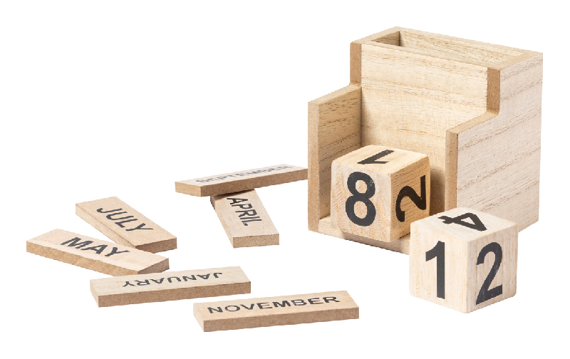 Porte-stylo en bois - calendrier perpétuel - couleur naturelle - 140g_1