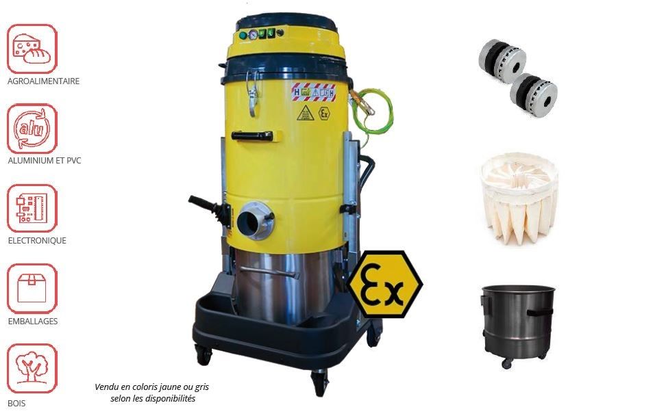 Aspirateur industriel ATEX - ASM-450-ATEX 2.2 kW - Zones certifiées ATEX Z22_1