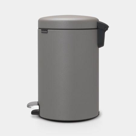 Poubelle à pédale NewIcon 12 litres - Mineral Concrete Grey - Brabantia - Petite taille, pédale en acier inoxydable, couvercle anti-odeurs et système anti-basculement_1