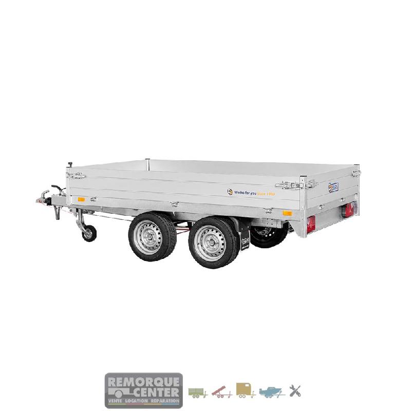 Remorque Benne SARIS - K1276 - 276 x 150 cm - PTAC : 2700 kg - 2 Essieux - Freinée_1