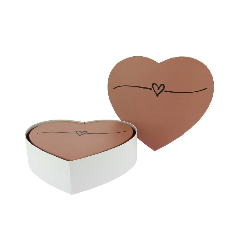 Boites carton forme coeur couvercles roses 28,5x23,5x5x8+26x21,5x7cm_1