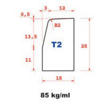 Bordure de trottoir T2 - Classe T - Longueur 1 m - Béton - SEAC_1