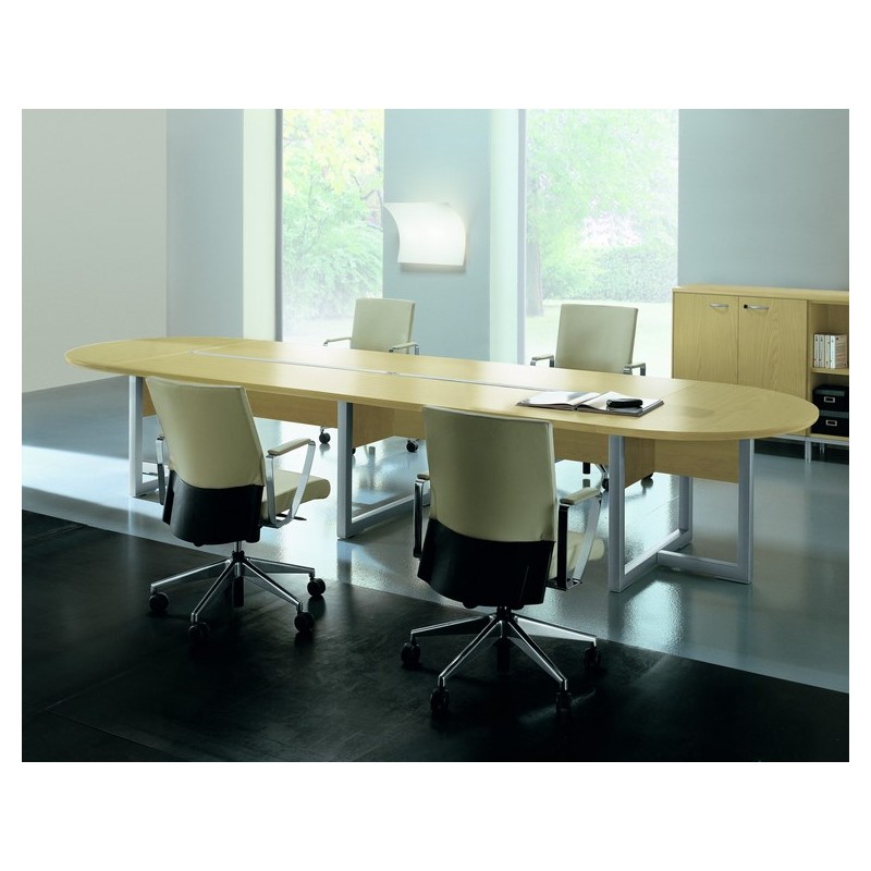 Bureau de direction ZETA X - Sous main cuir en option - Plateau bois 180/200 cm - QUADRIFOGLIO_1
