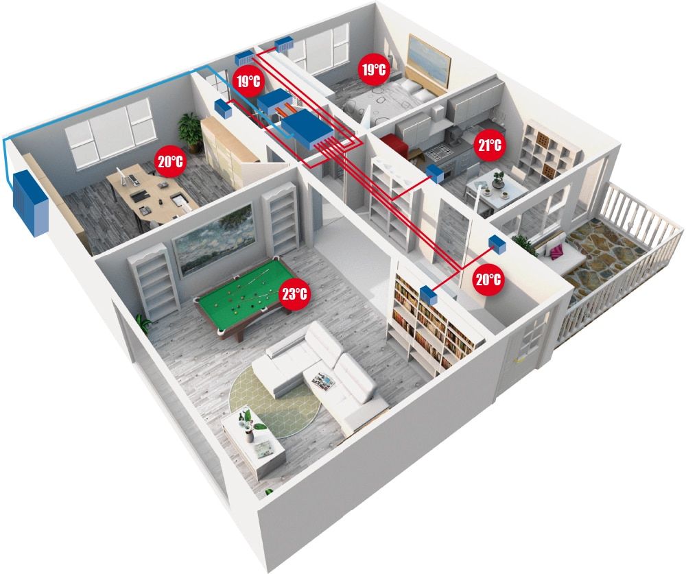 Dlse+vav - climatiseur professionnel Airwell - super silencieux avec contrôle de 6 zones et pompe à condensats intégrée_1