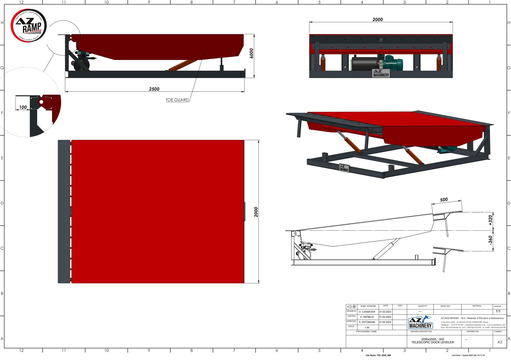 Niveleur de quai télescopique Az Ramp - Capacité 6T à 12T - Puissance 750 W - Sécurité et robustesse_1