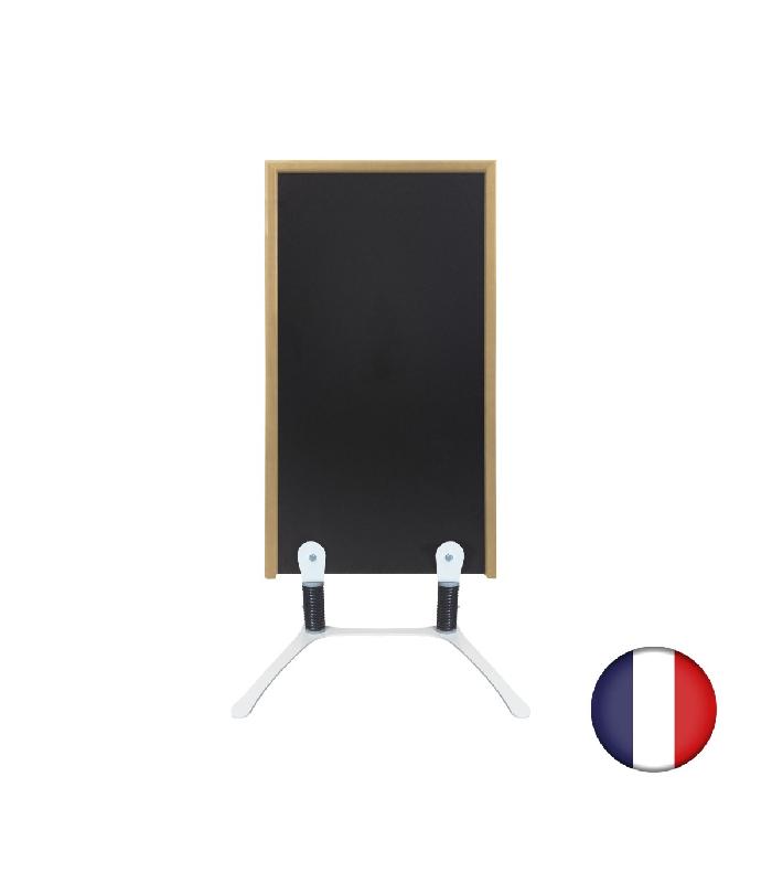 Panneau trottoir sur piétement métal blanc avec cadre bois - Dimensions 120 x 65 cm - Référence : PFN48BRUT_1
