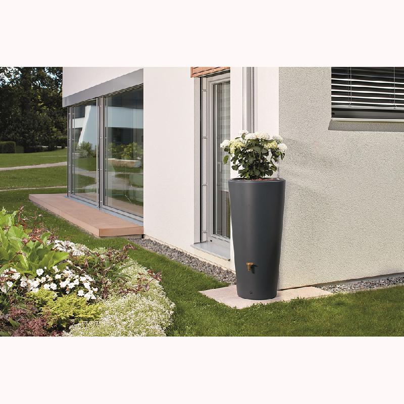 Récupérateur d'eau de pluie mural 220L VASO 2 en 1 - polyéthylène - robinet imitation laiton - fabrication française_1