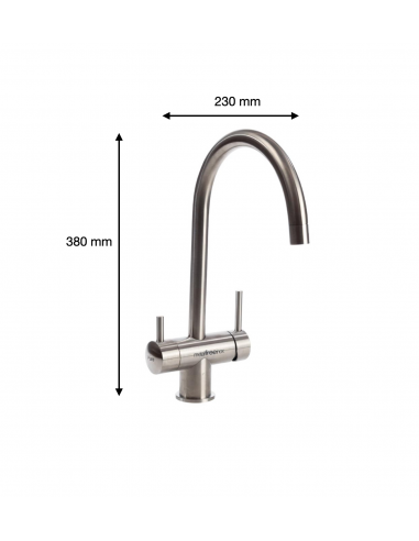 Robinet 3 voies col de cygne MF métal brossé - Eau mélangée et filtrée - Garantie 2 ans_1