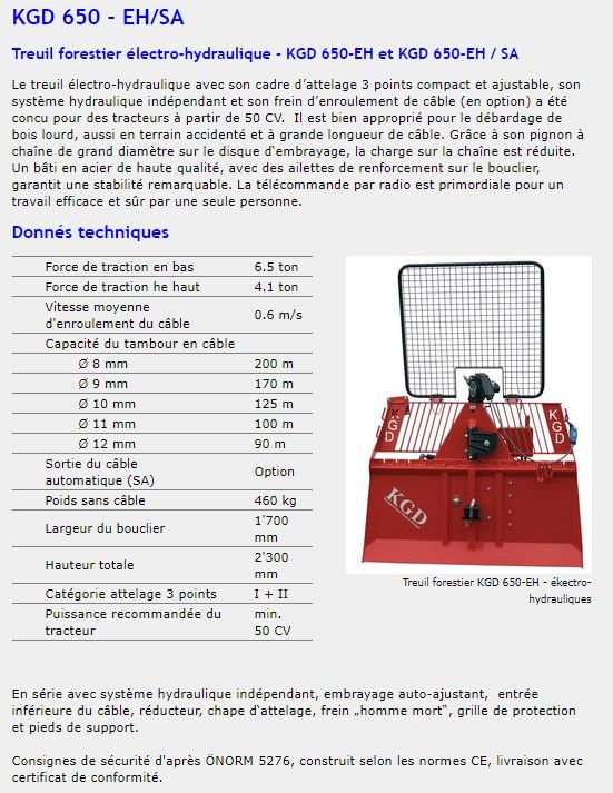 Kgd 650 eh/sa - treuil forestier - königswieser - poids sans câble 460 kg_1
