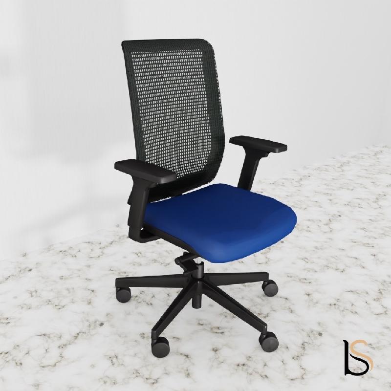 Siège bureautique Wi max dossier filet - Sokoa - Bleu, Non, Réglable 3D, Oui, Sol dur_1