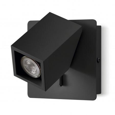 Applique orientable ORFEO en métal - GU10 5W noir - acier et aluminium - fourni avec bouton - 7503_1