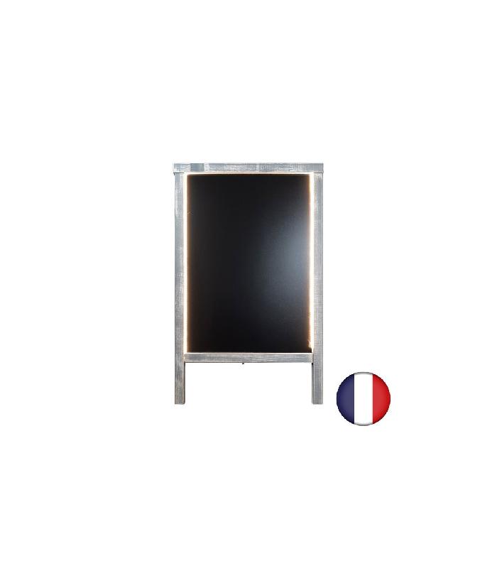 Chevalet stop trottoir en bois - 90 x 55 cm avec éclairage LED - Référence : LSTF49GRCE+LED_1