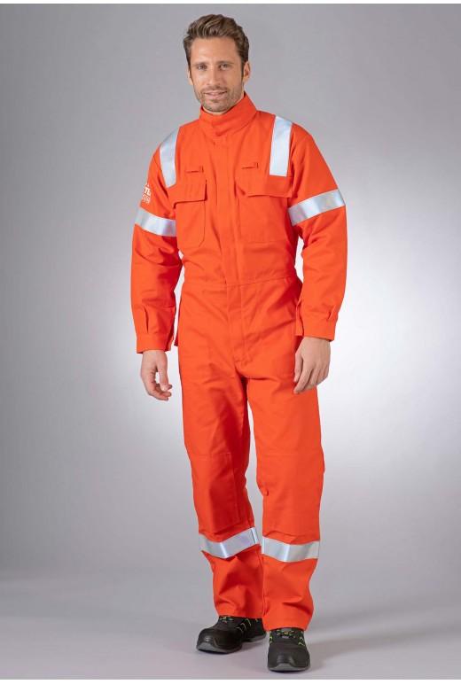 Combinaison multirisques zone ATEX métiers pétroliers - Réf. 650*PET - bandes rétroréfléchissantes ignifuges et poches genouillères_1