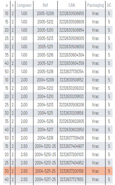 Profilé aluminium - CQFD - Longueur 2,50m - A : 30 - E : 2_1
