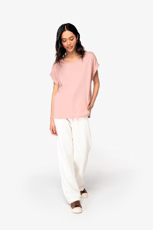 T-shirt écoresponsable à manches à revers femme - 100% coton biologique - Réf: NS309_1