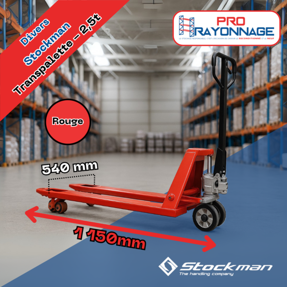 Transpalette manuel Stockman - Neuf - 1150 mm - Conception renforcée et composants grand froid_1