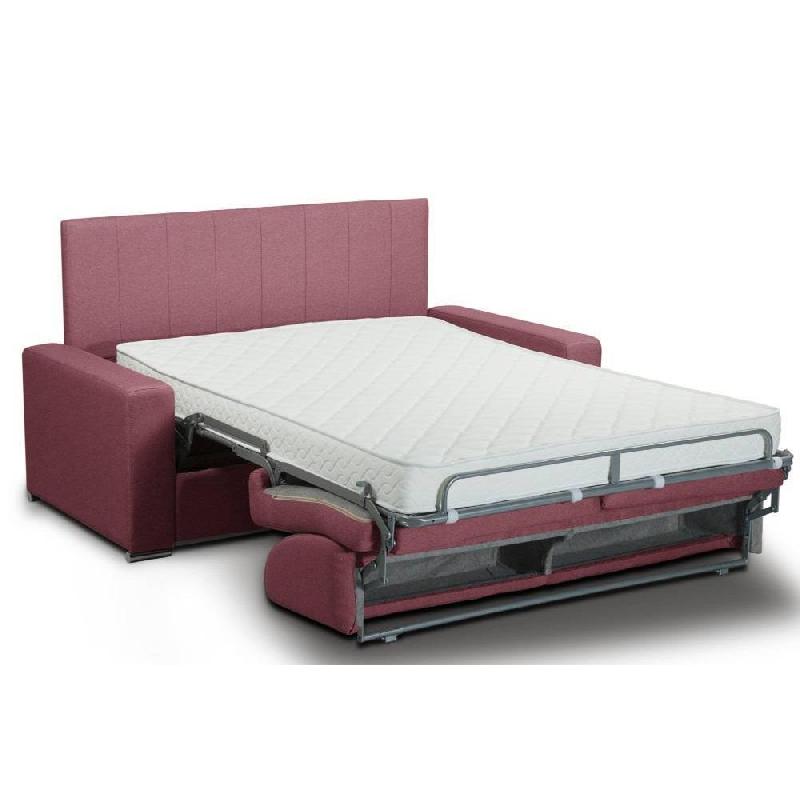 Canapé convertible Belle Epoque CanapExpress - Lattes 160cm - Matelas memory 22cm - Tête de lit intégrée - Tweed rouge_1