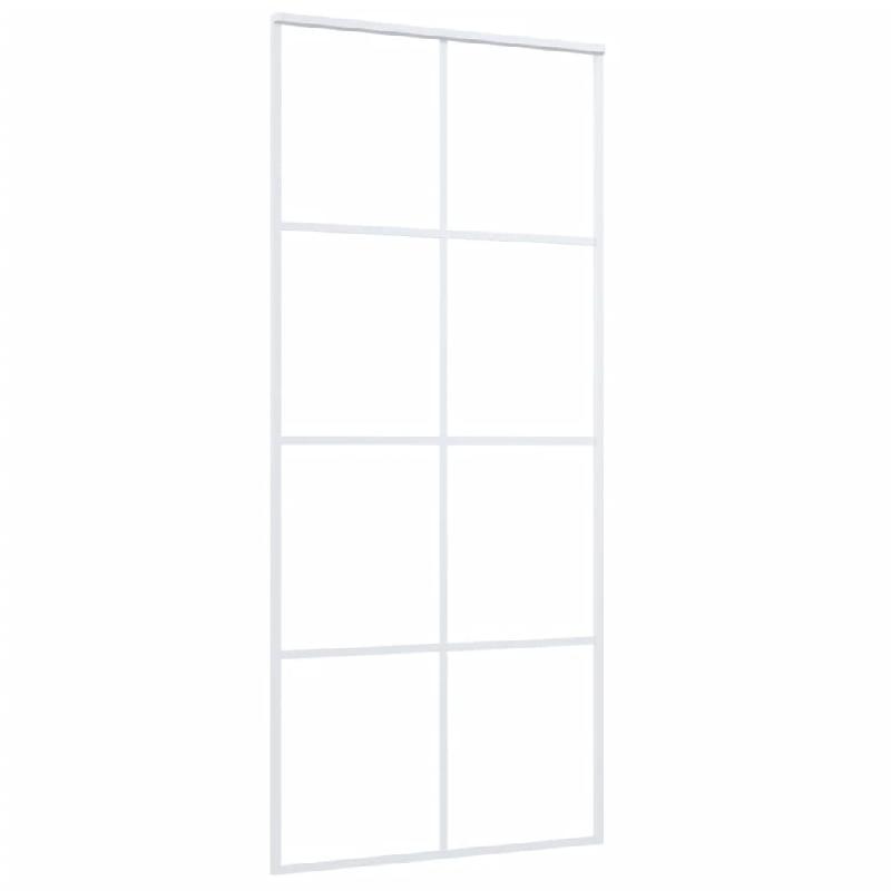 Vidaxl porte coulissante verre esg et aluminium 90x205 cm blanc 151672_1