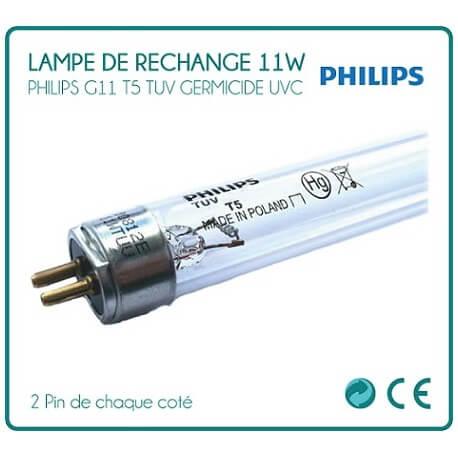 Ampoule de rechange Philips 11W - Tube TUV germicide UVC G11 T5 4 pins pour stérilisateur UV_1