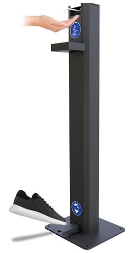 Borne avec pédale mécanique - distributeur de gel hydroalcoolique - Ingitek - acier noir (capacité 1 litre)_1