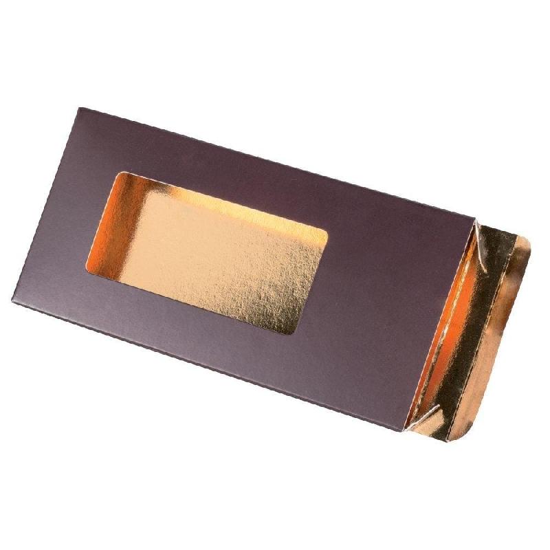 Etui tablette chocolat couleur moka intérieur or 16x8x1.5cm - par 50 - Ref 55721_1