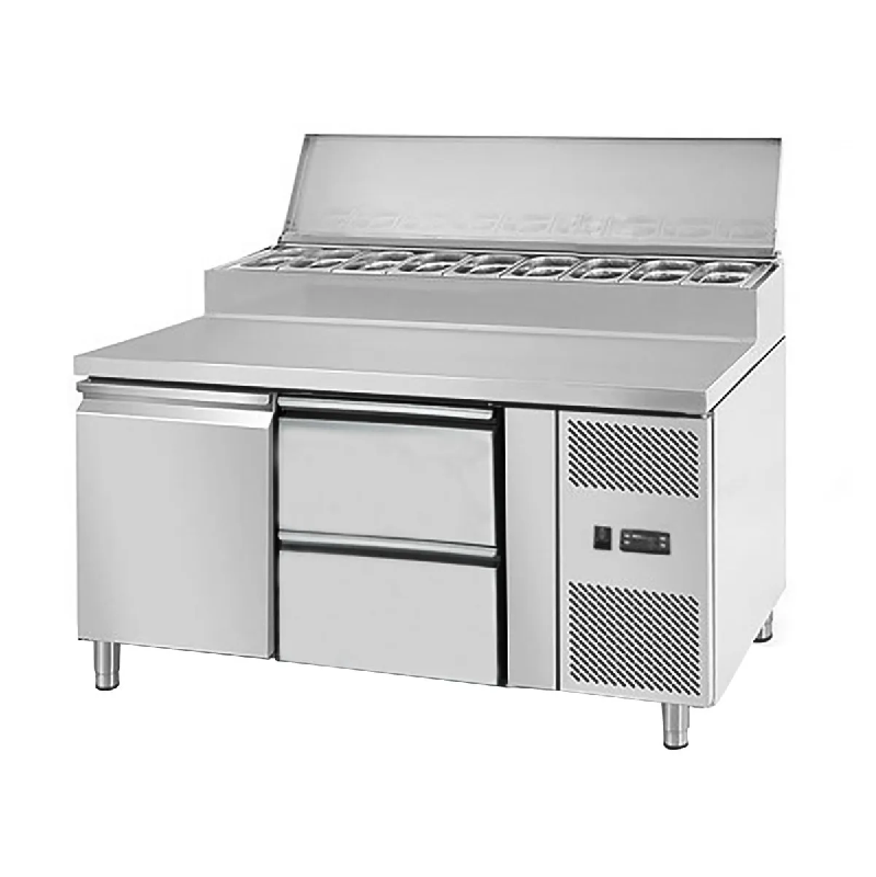 Saladette réfrigérée à capot - 1 porte GN 1/1, 2 tiroirs avec 7 bacs GN 1/3_1