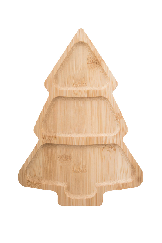 Assiette apéro Noël en bambou - Forme de sapin - Couleur naturelle - 200g_1
