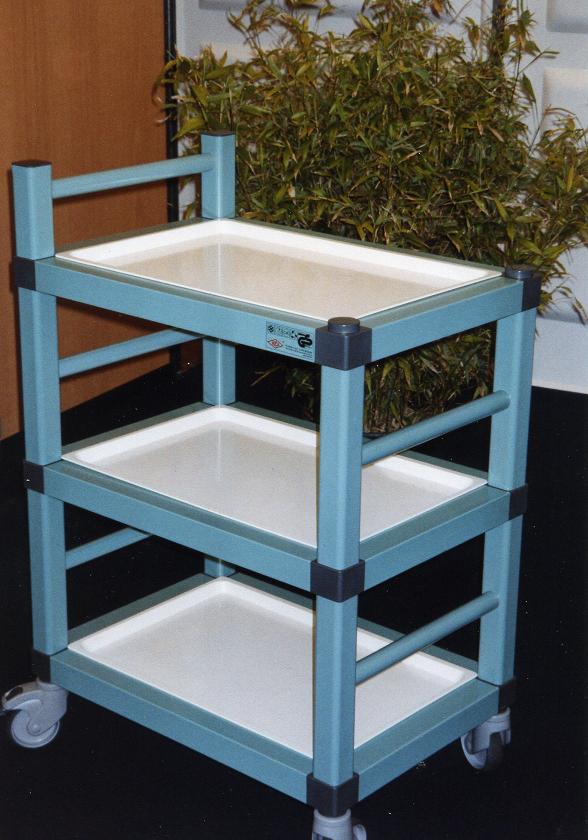 Chariot de service sur mesure en PVC - 100% hygiénique et robuste - Roues en nylon ou caoutchouc_1
