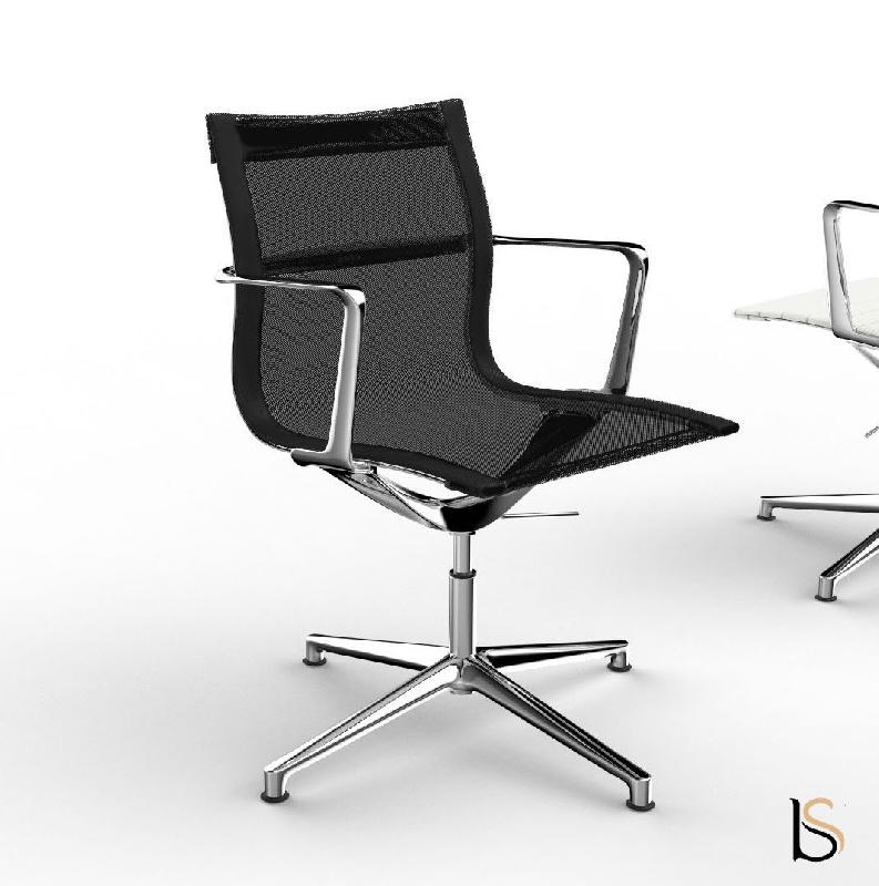 Fauteuil de réunion Evole en résille - Mobel Linea - Noir_1