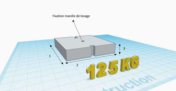 Masse 125 kg pour essai de palans et ponts roulants - 600 x 600 x 160mm - VGP - REF2220125_1