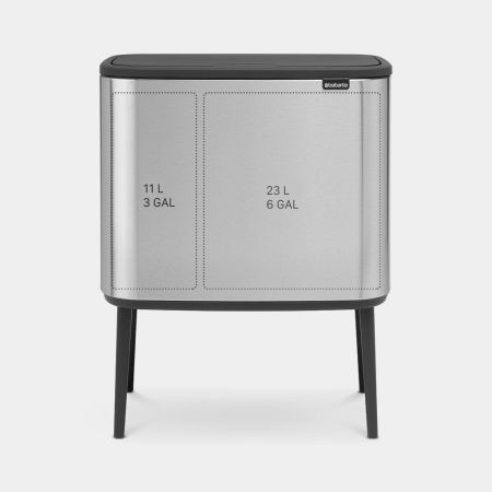 Poubelle tri sélectif Bo Touch Bin - 11 + 23 litres - Matt Steel Fingerprint Proof - 2 compartiments - 34 litres_1