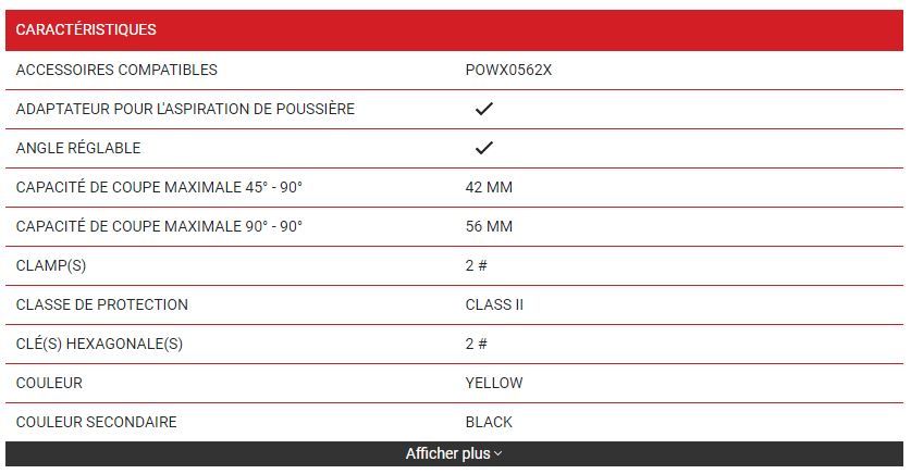 Powx0562 - Scie plongeante 1200W - Varo - coupe maximale 45° à 90° - profondeur 56mm_1